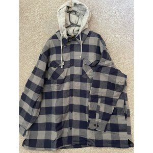 Boulder Creek Men’s Blue Plaid Removeable Hood Long Sleeve Jacket Size 4XL Big